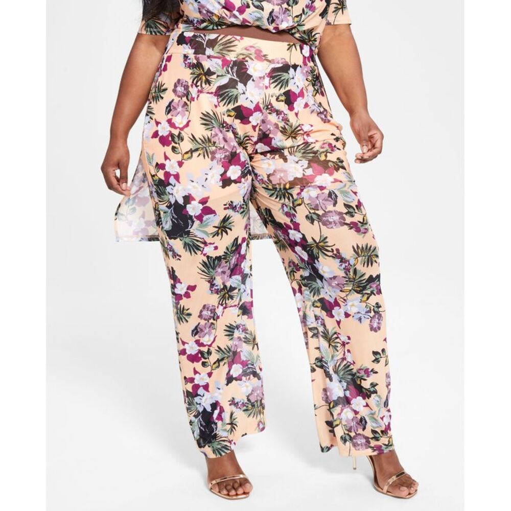 Nina Parker Trendy Plus Size Printed Mesh Pants